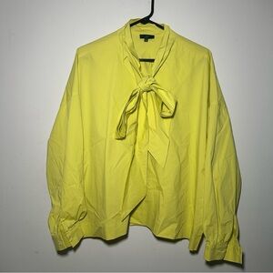 Jejia Tie Neck Bow Detail Wide Relaxed Sleeve Blouse Vibrant Yellow S/M